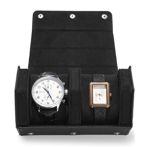 2 Slot Watch Box Black Hexagonal (Black / 2-Slot)