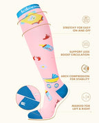 Thick Soft Cotton Compression Socks (Two-tone Pink Maternity / Large-X-Large)