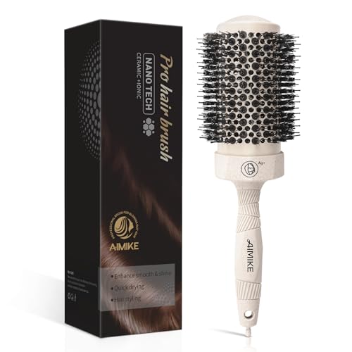 Large Nano Thermal Ceramic Round Brush with Barrel 2.1 inch for Blow Drying (2.1 Inch - Classic)