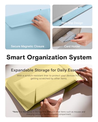 Laptop Carry Sleeve with Stand &Smart Storage for 14" Laptop for Work (Panna Cotta / 14 Inch)