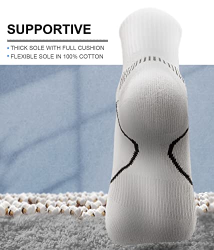 Men 6 Pack Athletic Compression Crew Socks for Running Gym Sports (7-8 / White 4134)