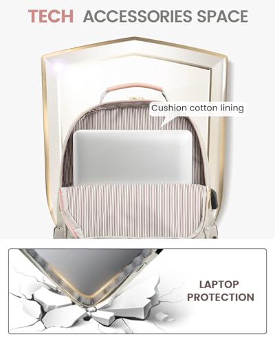 Laptop Backpack Purse for Women (Grey Pink / 15.6-Inch)