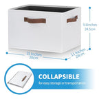 Large Fabric Storage Bins with 3 Handles (Large-3 Pack / White)
