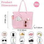Beach Bag Waterproof Sandproof Women Beach Tote Swim Pool Bag with Zipper Wet Pocket for Gym Grocery Travel Family (Soft Pink)