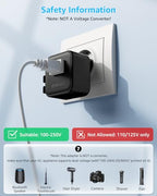 Air” Universal Travel Adapter 2500W Max AC (A1R AC(NO USB) / Black)