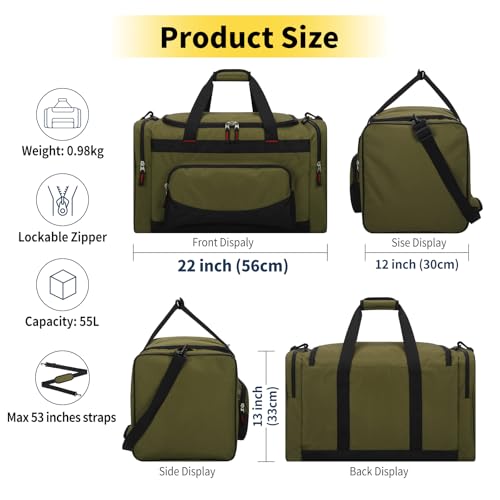 Gym Bag 22 inch Sport Duffle Bag for Men (Olive Green / 22 inch)