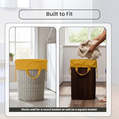 LFH Home Cotton RichCanvas Large Laundry Bag with Handle (20”x30” / Yellow)