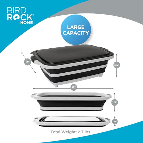 11L Collapsible BBQ Prep Tub with Lid (Black / 19"L x 14"W)