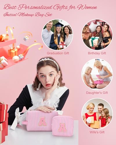 Personalized Initial Makeup Bag 2 (Pink 02)
