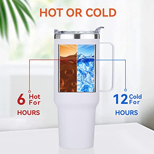 40 oz Stainless Steel Tumbler with Handle (White / 40 Ounces-8)
