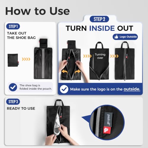Foldable Shoe Bag for Travel (Black / Foldable-Regular)