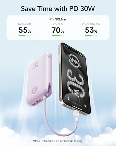 Portable Charger 20000mAh 30W with Built (Purple)