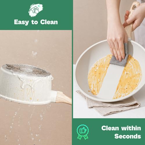 Pots and Pans Set Non Stick (White / 13 Pieces)