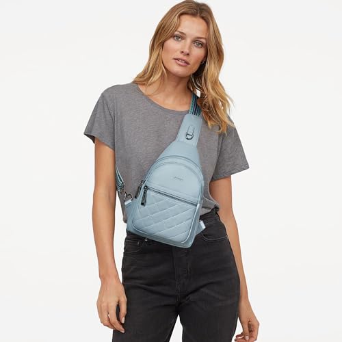Sling Bag For Women Fanny Pack Crossbody Travel Shoulder Belt Bags Tote Backpack Purse Faux Leather Light Blue (Light Blue)