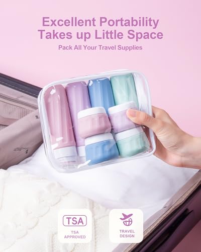 Travel Bottles for Toiletries 8 Pack (3 Ounce bottle 1 Ounce jar / Early Hours)