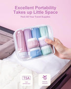 Travel Bottles for Toiletries 8 Pack (3 Ounce bottle 1 Ounce jar / Early Hours)