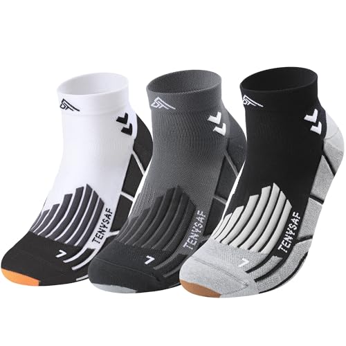 Compression Ankle Running Socks (13-16 / G-black White Gray)