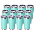 20oz Tumbler with Lid Stainless Steel Tumblers Bulk (Light Blue / 12 count)