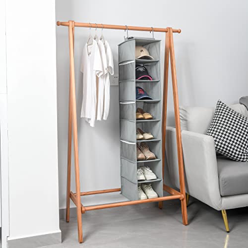 Hanging Shoe Organizer for Closet with Side Mesh Pockets (Grey(2 Pack))