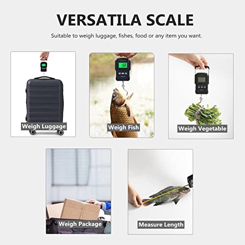 Luggage Scale Fish Weighing Digital Handheld Suitcase Weigher (Black with Tape)