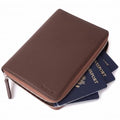 Full Grain Leather Family Passport Holder for 4 Passports (Dark Brown)