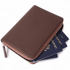 Full Grain Leather Family Passport Holder for 4 Passports (Dark Brown)