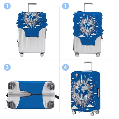 Earth Luggage Cover Washable Suitcase Protector Anti (Earth / XL(32-34inch suitcase))