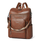 Vegan Leather Laptop Backpack for Women 15.6 inch Work Backpack Fashion Travel Backpack Purse for Business College (Brown01)