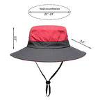 Womens Summer Sun Hat Beach Hat Wide Brim Outdoor UV Protection Hat Foldable Cool Mesh Ponytail Bucket Hat (6-7 / Red-gray)