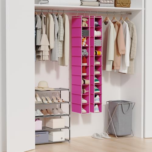 10 Tier Slim Hanging Shoe Organizer (Pink / 1-Pack)