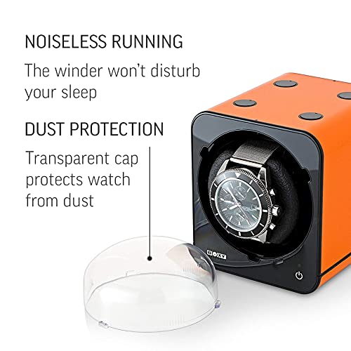 Watch Winder for Automatic Watches with Vertical Rotor Stop (Orange)