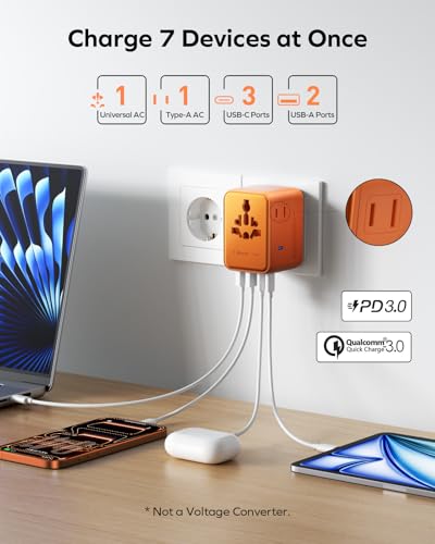 70W Universal Travel Adapter 7 (70W / Cosmic Orange)