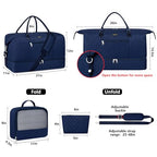 Weekender Bag for Women 21.5" Travel Duffel Large Carry On Bag 3PCS (Large / 9a-Blue)