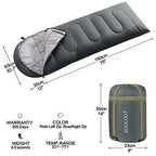 3 4 Season Sleeping Bag for Adults & Teens (Light Grey / 87*33)