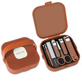 Nail Clippers Set for Men and Women 7 Pieces Stainless Steel Grooming Kits (Brown)