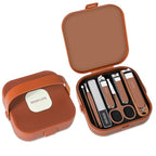 Nail Clippers Set for Men and Women 7 Pieces Stainless Steel Grooming Kits (Brown)