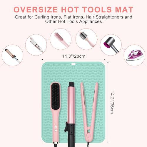Oversize Silicone Heat Resistant Mat for Hair Tools (Green)