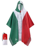 Adult Rain Poncho Waterproof Hooded Raincoat Lightweight Packable (One Size / Mexican Flag 1 Pack)