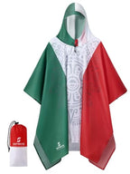 Adult Rain Poncho Waterproof Hooded Raincoat Lightweight Packable (One Size / Mexican Flag 1 Pack)