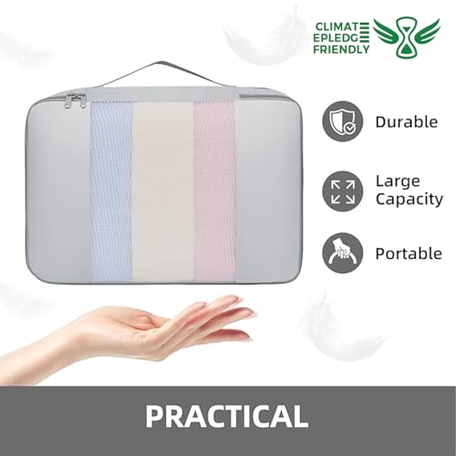 6 Set Packing Cubes Various Sizes Packing Organizer for Travel Accessories Luggage Carry On Suitcase (06-Grey / 6 Set-middle Mesh)