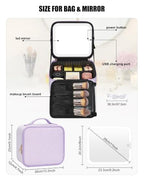 Travel Makeup Bag with LED Mirror for Girls (Purple / 1-Small)