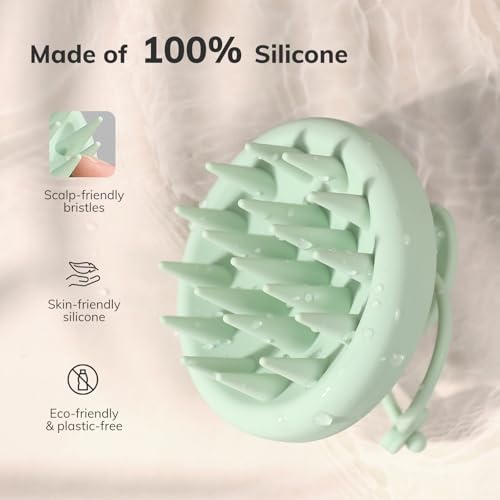 Silicone Scalp Massager Shampoo Brush (Mint Green)