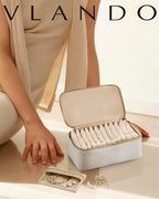 Travel Jewelry Case with Clear 12 Velvet Bags (12PCS-White)