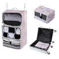 Travel Portable Hanging Shelves Closet Organizer Packing Luggage Storage with Multifunctional and Foldable Invisible Compartment (Pink / X-Large)