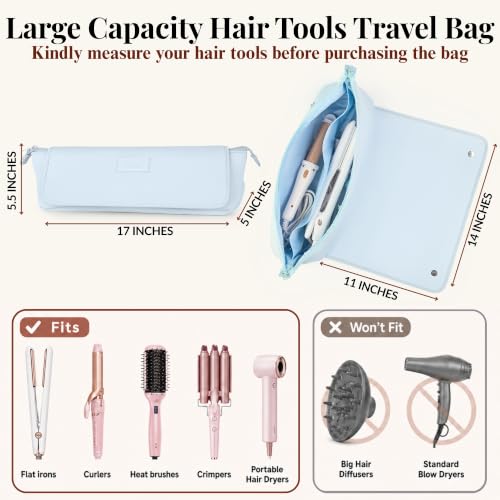 Hair Tools Travel Bag and Heat Resistant Mat 17" (Baby Blue)