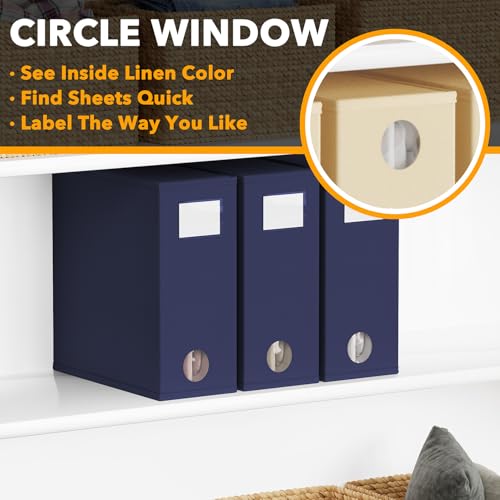 3 Pack Bed Sheet Organizers and Storage (3 Pack / Navy Blue)