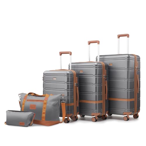 Luggage Sets with spinner wheels (Gray(New) / 5 piece sets（20/24/28/DB/TB))