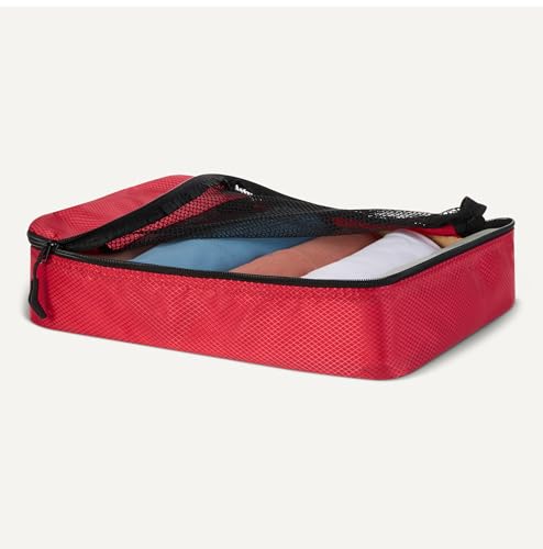 4 Piece Packing Cubes Travel Accessories Set (Red / 1 x Large, 1 x Medium, 1 x Small, 1 x Slim)