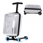 2-in-1 Scooter Suitcase for Kids & Adults, Foldable Ride On Luggage (Silver)