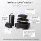 BeeNesting Waterproof Compression Packing Cubes 5 (Black Gray / 4-Piece Set (S/M/XL/Lite))